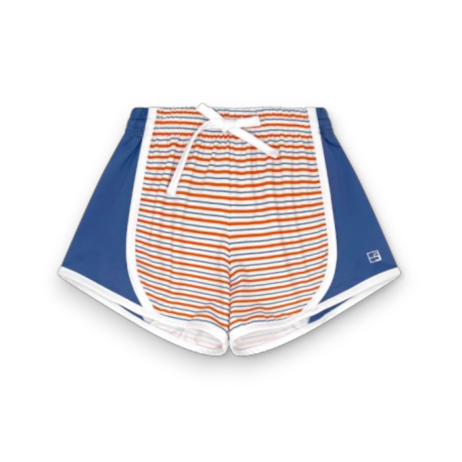 Set Athleisure Elise Short Orange Spice and Baton Rouge Blue Stripe W/Pure Coconut Welting  and Tie 5308