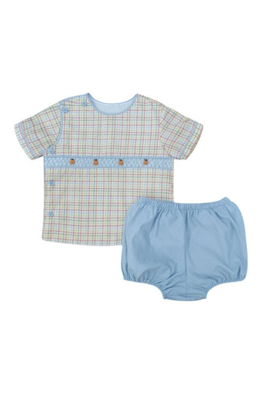 Percy & Tyne SS Beau Plaid Bloomer Set  Smocking Insert W/Pumpkin Hand Embroidery 5208