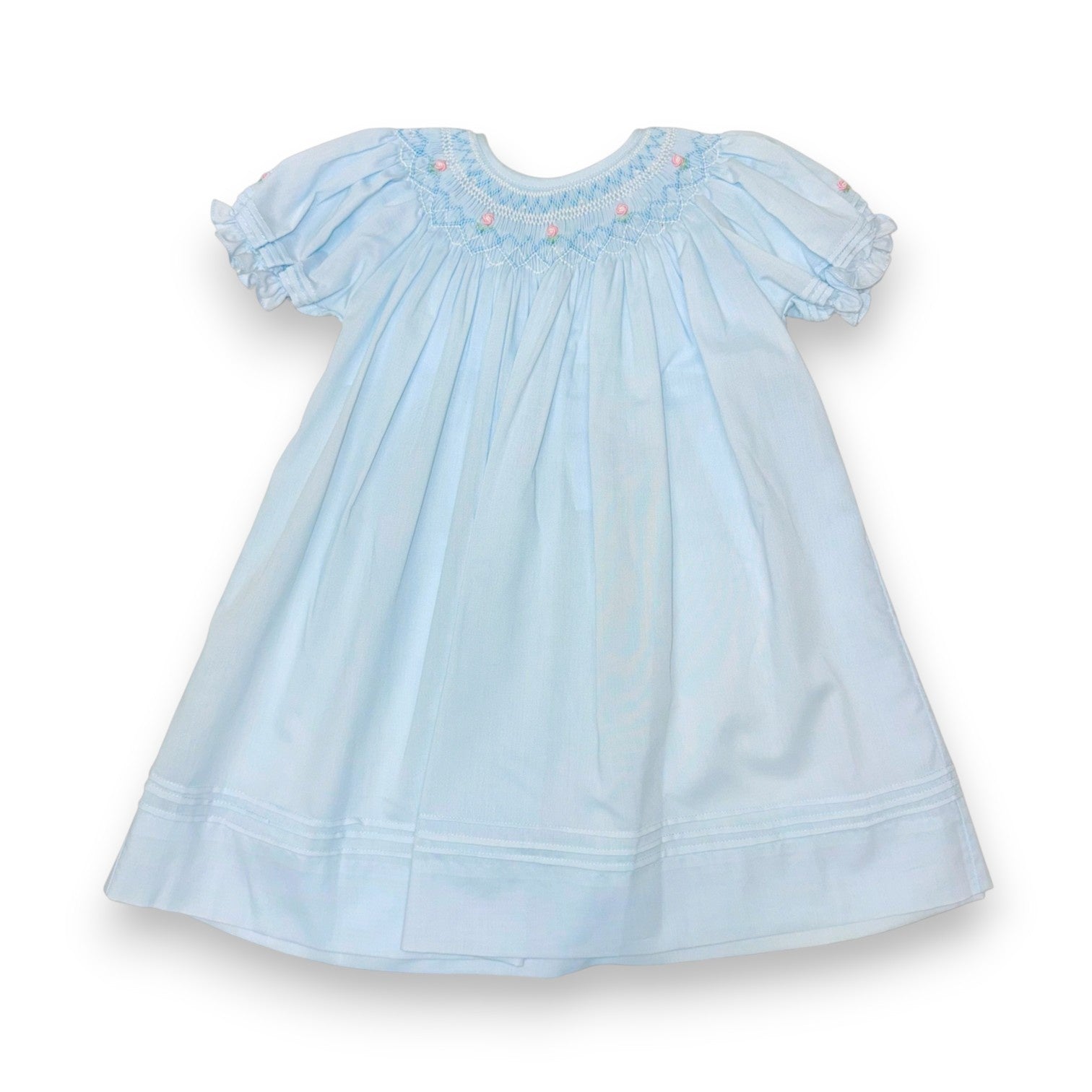 Petit Ami Blue Bishop W/ Smocking & Bullion Roses 5712/5812 5303