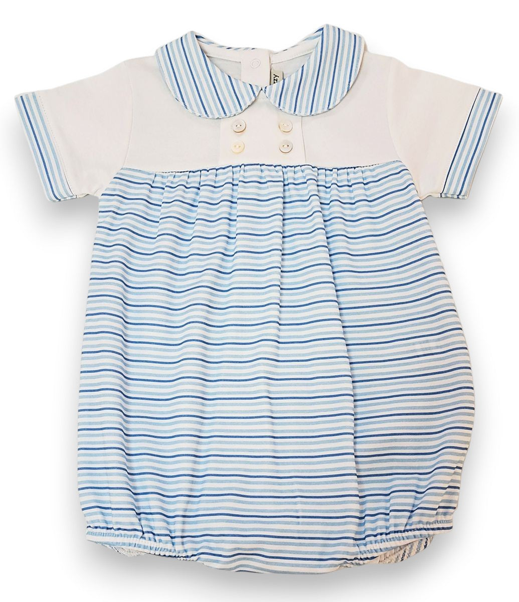 Little Threads Blue Stripe Boy Bubble M-25-192