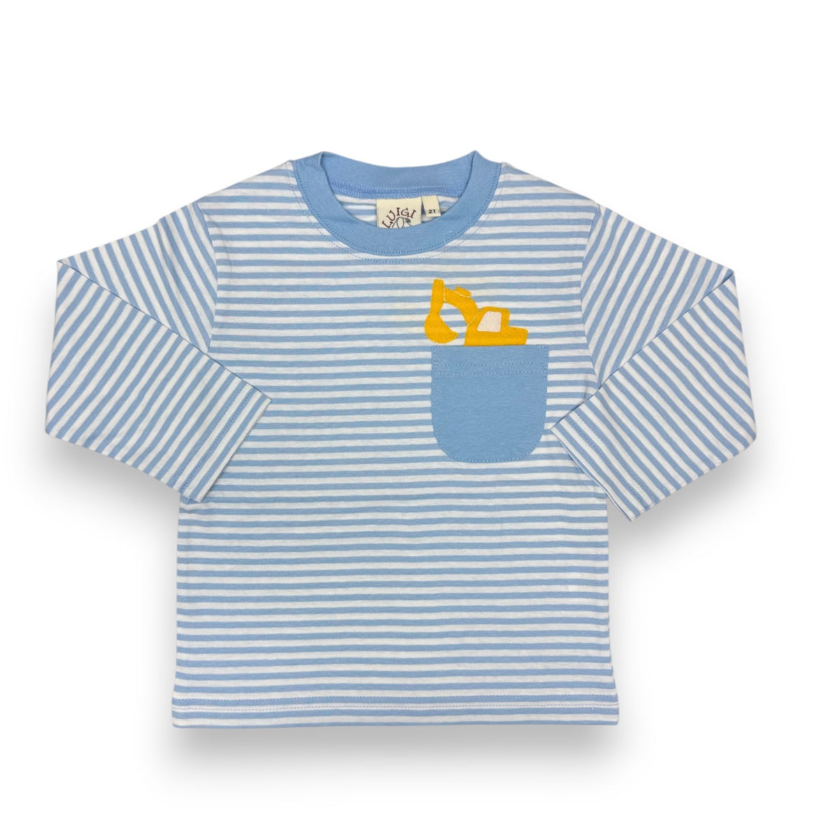 Luigi L/S Stripe Tee Blue/White W/Excavator in Pocket T081s-13962 5309