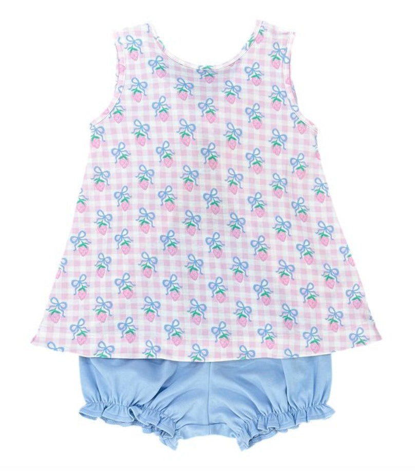 James & Lottie Berry Bloomer Set Strawberry Back Bow