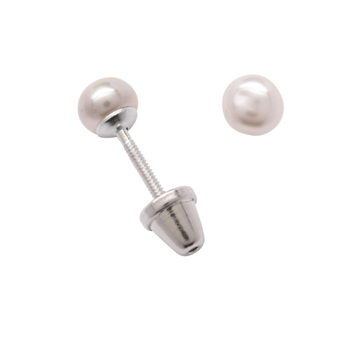 Cherished Moments Sterling Silver White Pearl Earrings (SSE-Pearl-White)