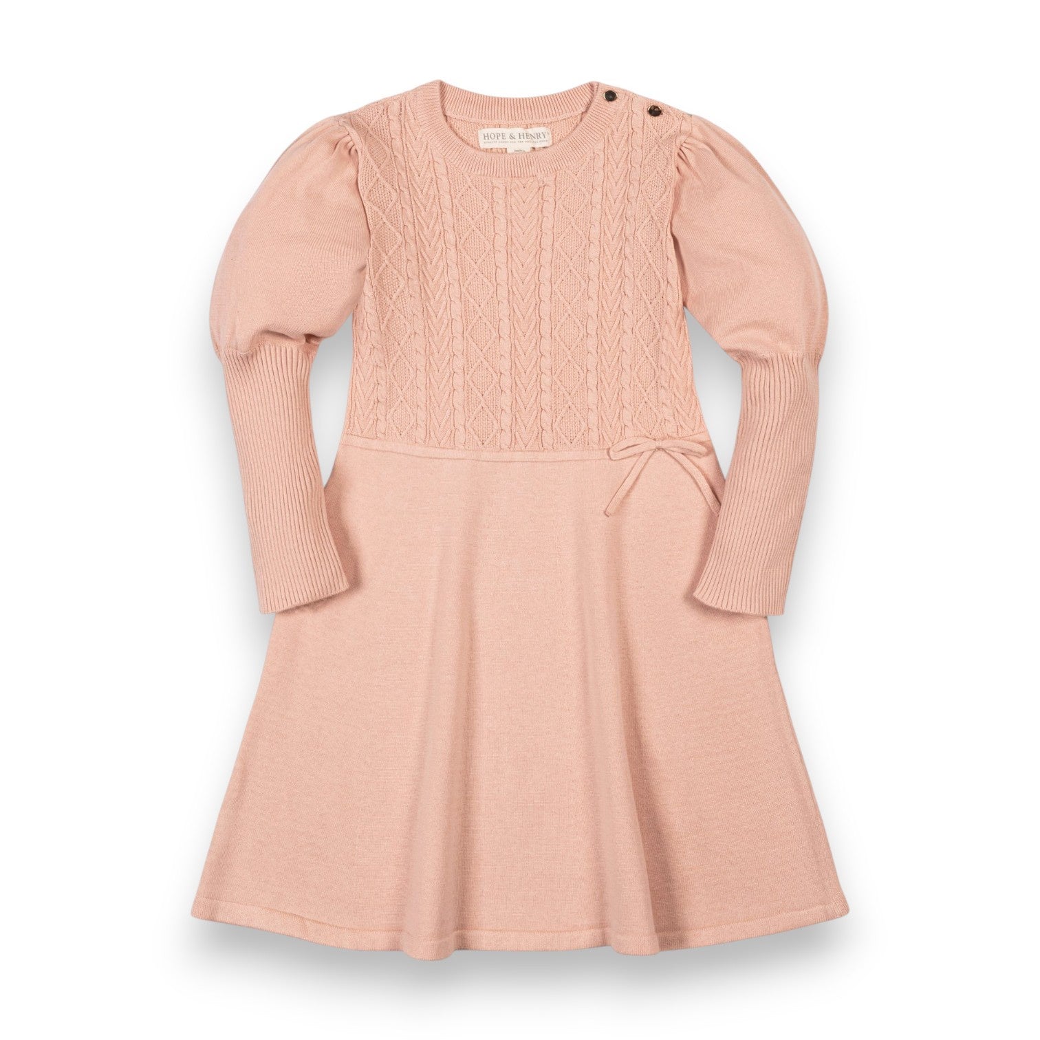 Hope & Henry Organic Cable Bodice Sweater Dress Pink 26FG3112 5308