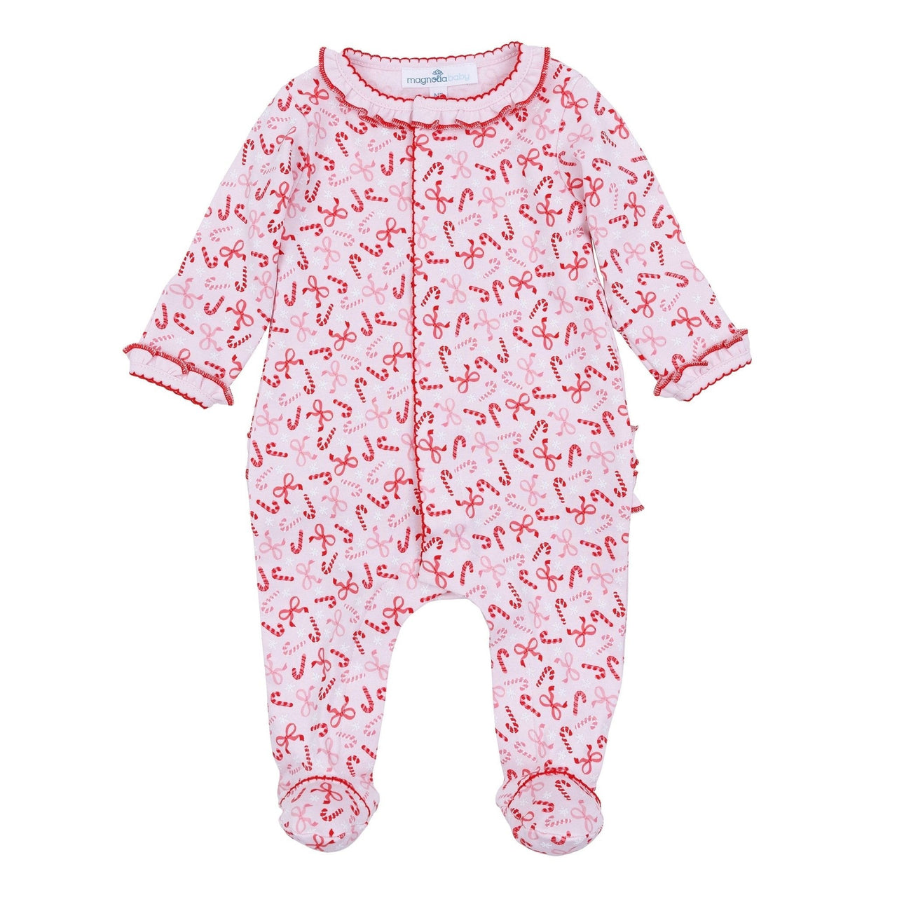Magnolia Baby Candy Cane Lane Printed Ruffle Footie 2126-410P 5210