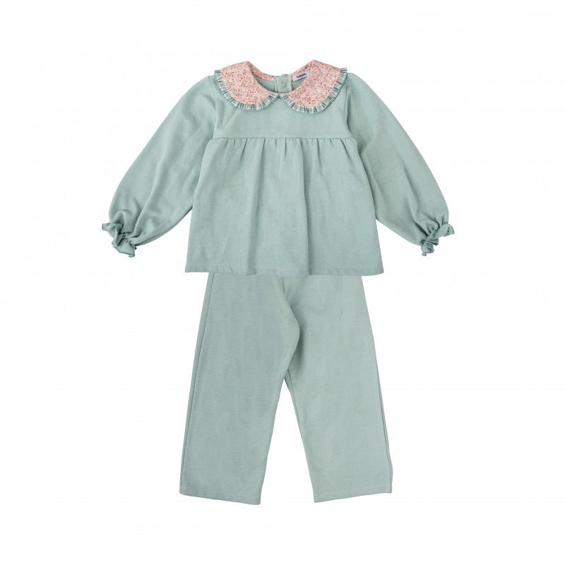 Babidu Floral Peter Pan Collar Sage Green 2pc Tracksuit 61651 5209