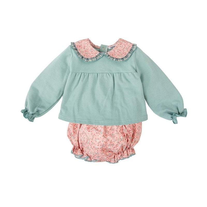 Babidu Knit Swing Top W/Floral Peter Pan Collar & Floral Diaper Cover 41651 5209