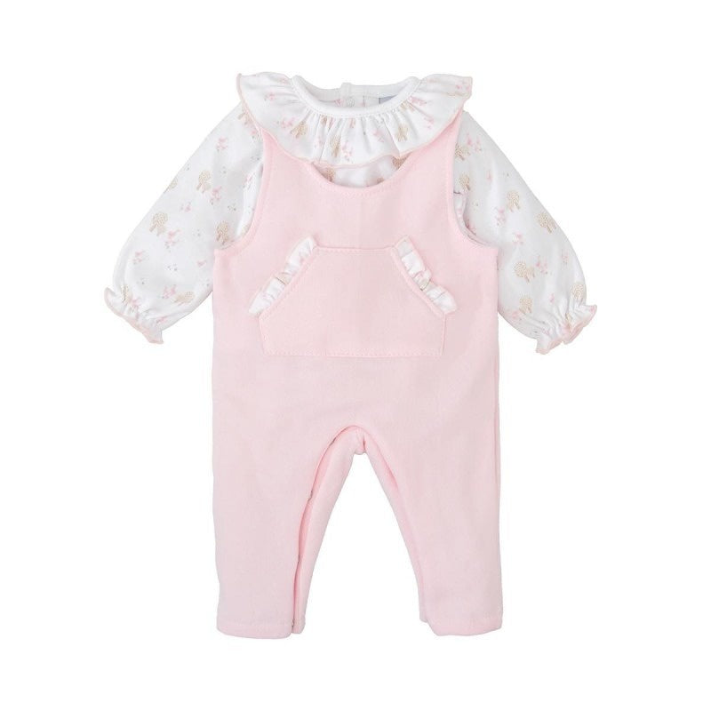 Babidu Light Pink knit Overall W/Pocket & Shirt W/Gathered Collar 14126 5209