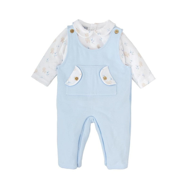 Babidu Knit Peter Pan Collar Shirt W/Light Blue Knit Overall 13126 5209