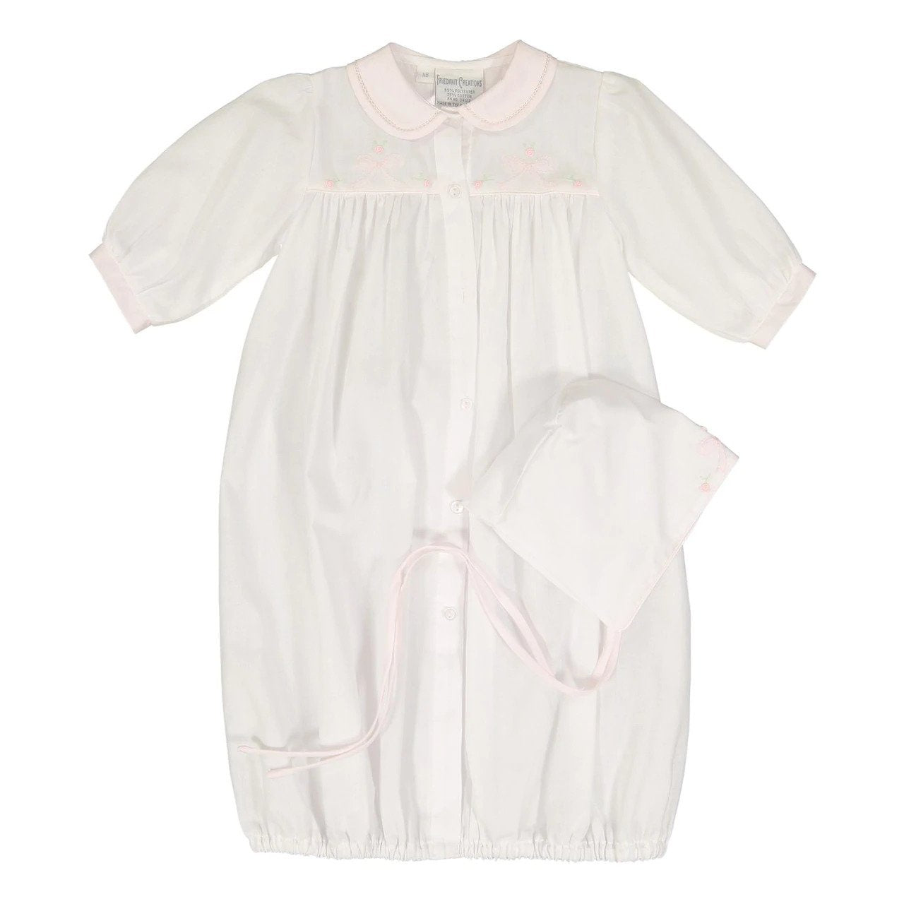 Feltman Brothers Infant Gown & Hat 2153 NB Wh/PK