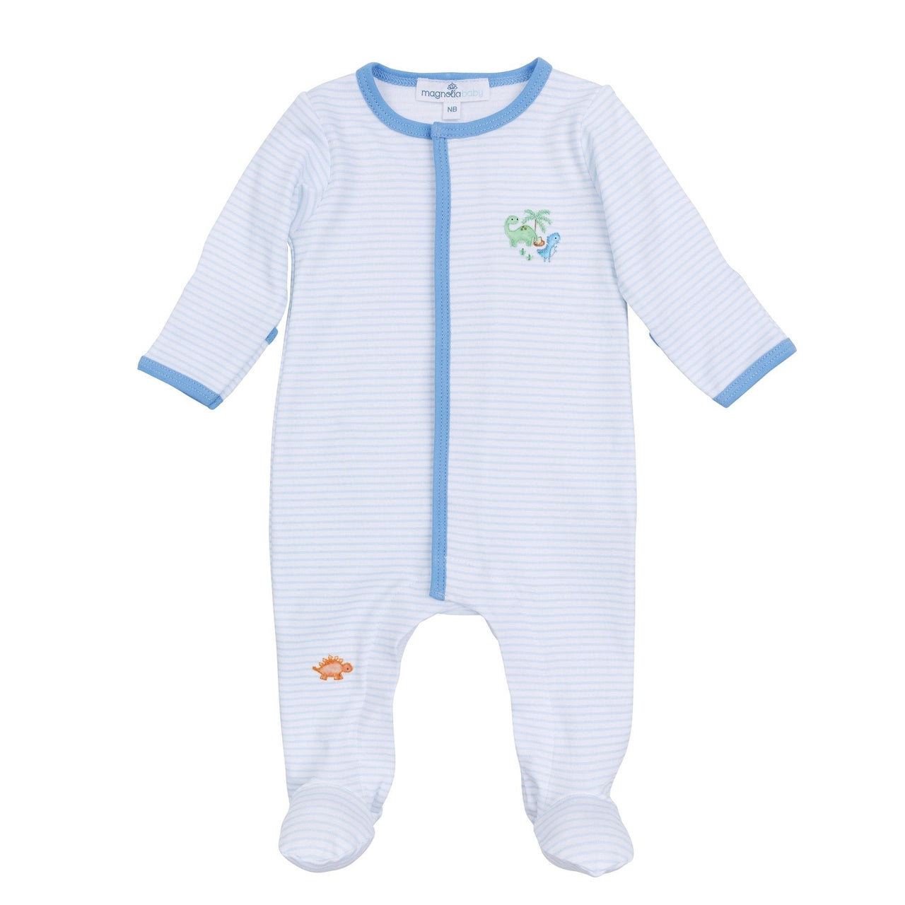 Magnolia Baby Dino Lamd Emb Footie White/Light Blue 2354-402 5301