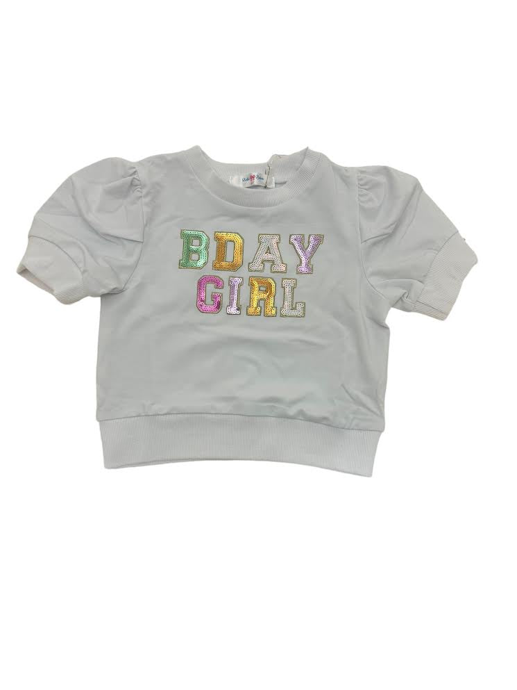 Lulu Bebe Birthday Puff Shirt Sequins Shirt White Lily-BDAY 5107