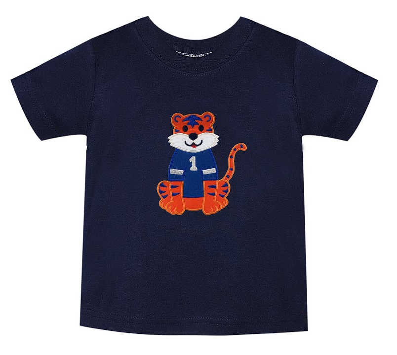 Southern Saturday Applique T-Shirt Navy/Orange Tiger SS99-T-AUBURN 5107