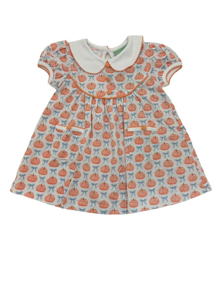 Sage & Lilly Orange Pumpkins Button Chest Dress 8572 5198