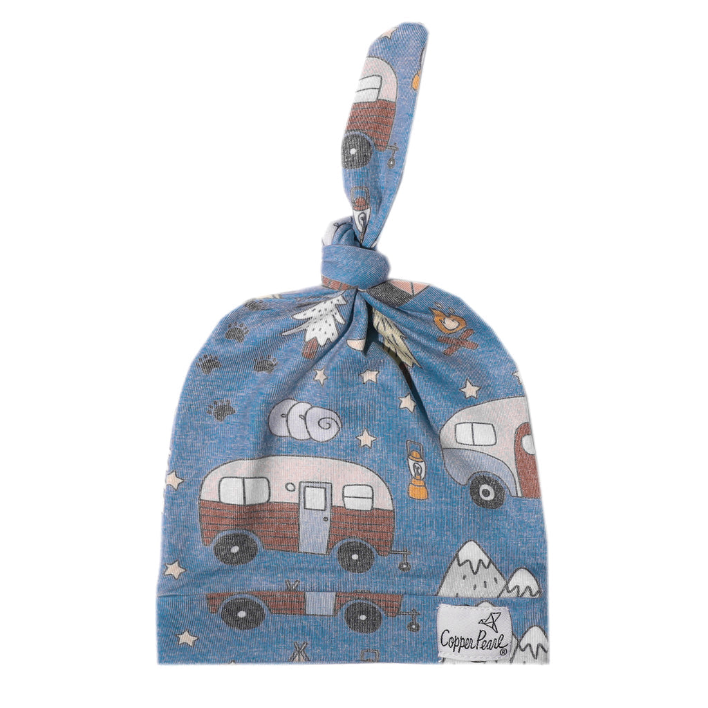 Copper Pearl Newborn Top Knot Hat