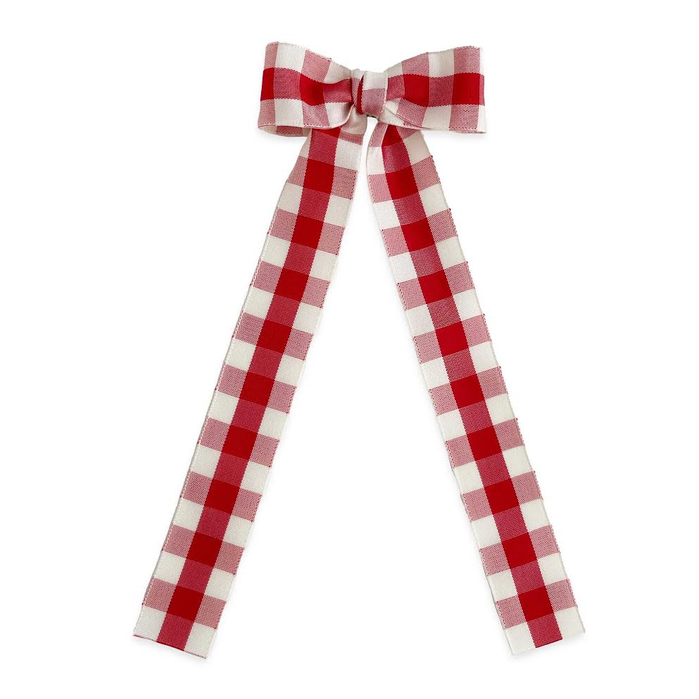Eva's House Long Tail Gingham Taffeta Bow 5101