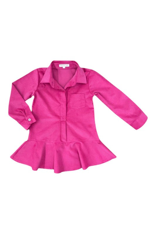 Percy & Tyne L/S Dozier Dress Hot Pink Corduroy 5208
