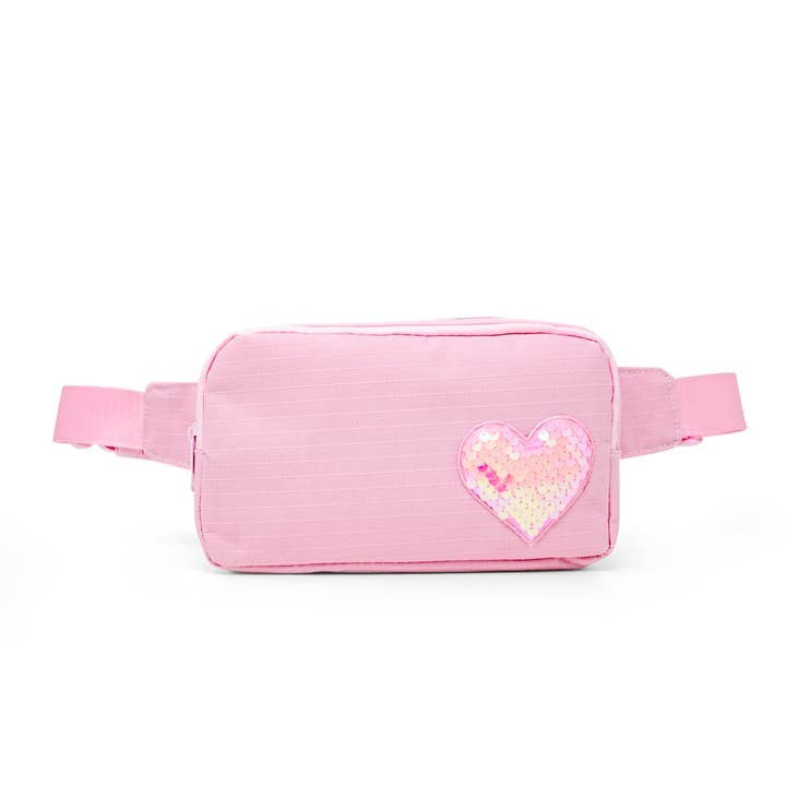 Tiny Treats Sequin Heart Crossbody Sling Bag - Pink