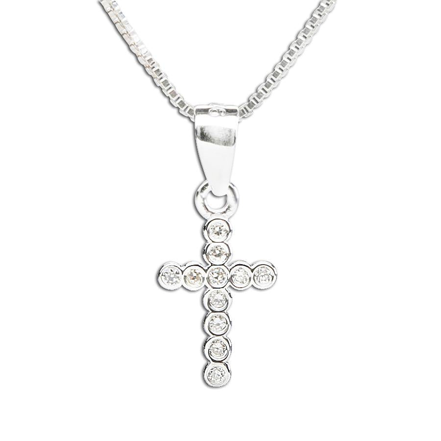 Cherished Moments Sterling Silver Children's Cross Necklace (BCN-06 CZ)