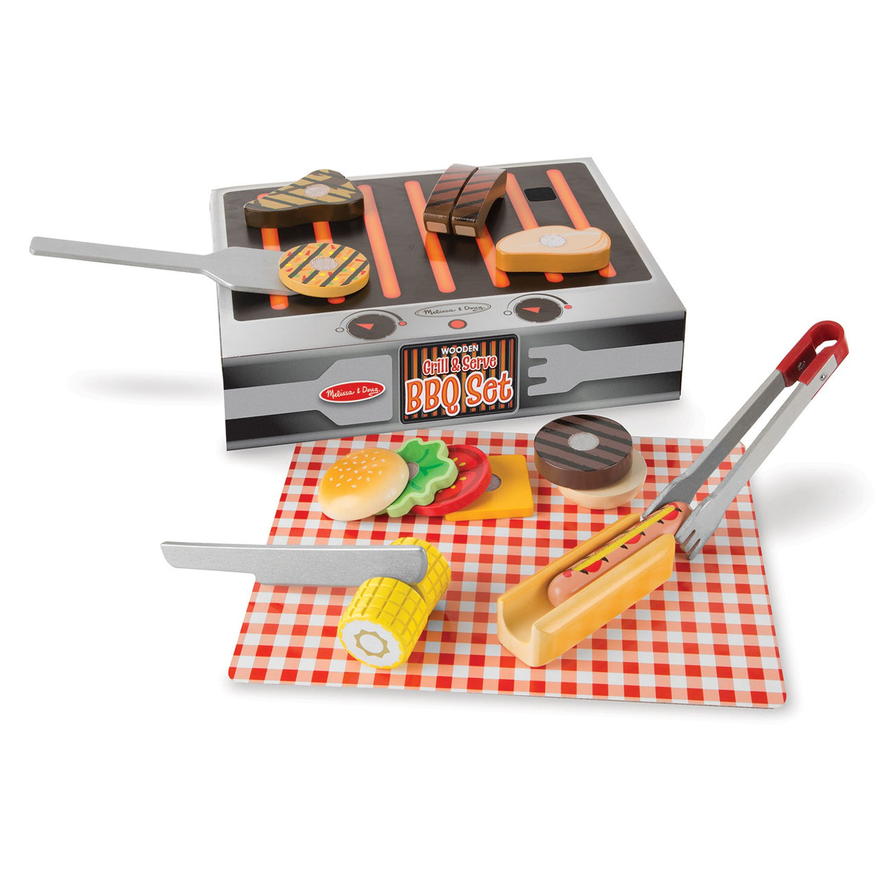 Melissa & Doug Wooden Grill and Serve BBQ set