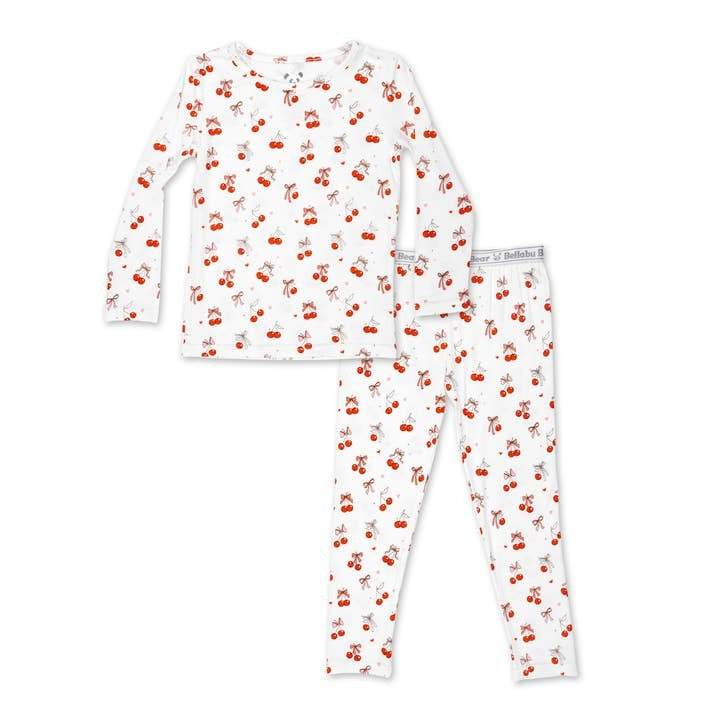 Bellabu Bear Cherry on Top Bamboo Girl's Pajamas 7/8