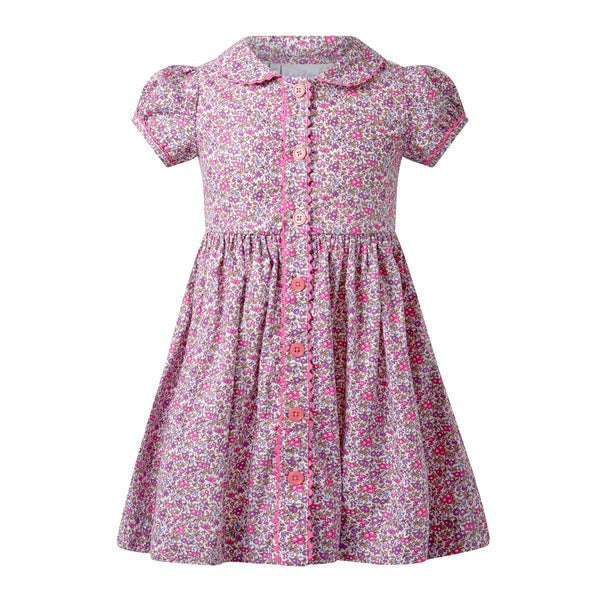 Rachel Riley Purple Floral Button Front Dress 5208