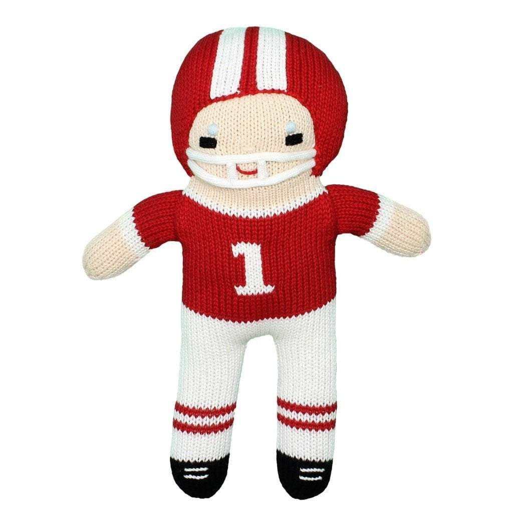 Zubels Red & White Football Player Knit Doll