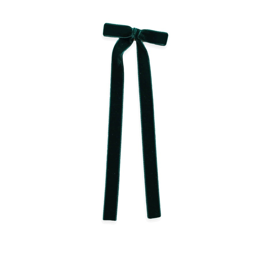 Eva's House Velvet Long Tail Bow Snap Clip 5207