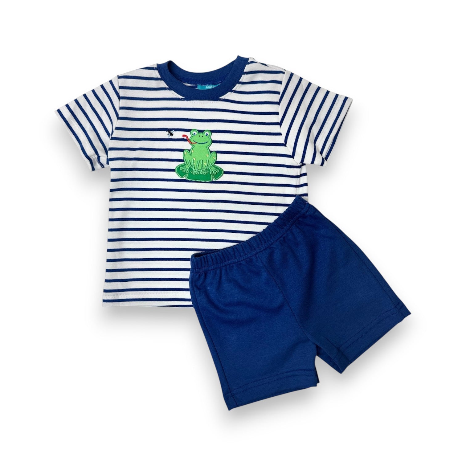 Claire & Charlie Frog Royal Knit Stripe Boy's T-shirt & Royal Knit shorts 5029P-CS26/5042 5303