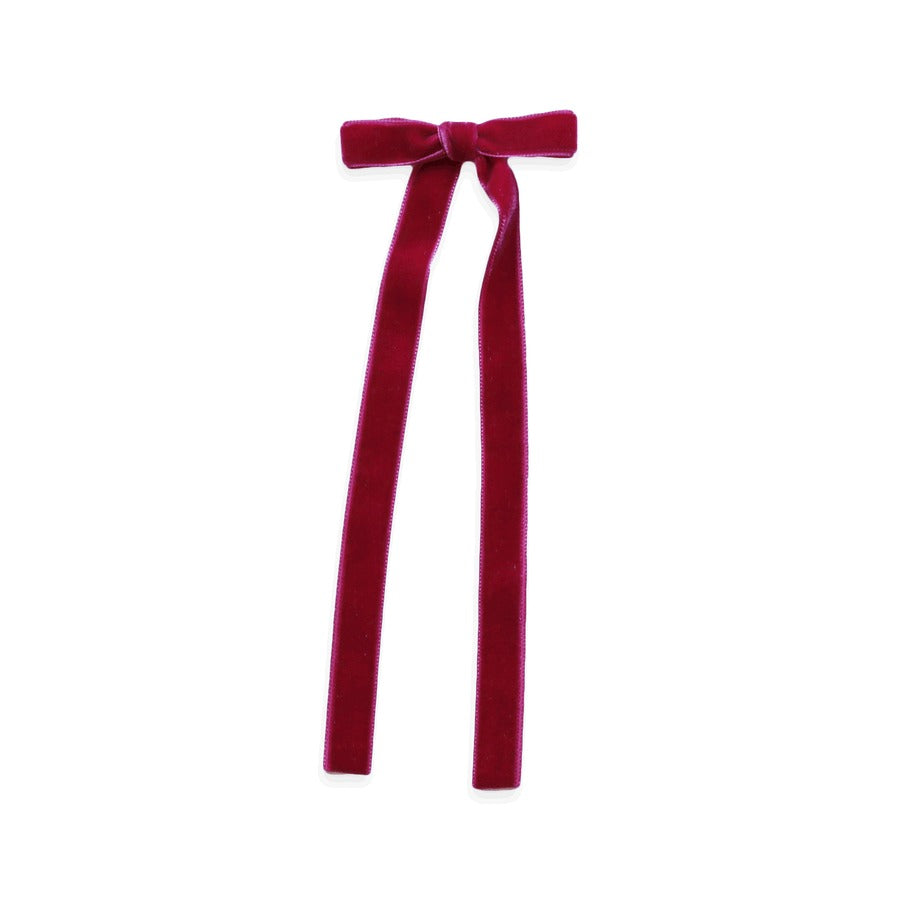 Eva's House Velvet Long Tail Bow Snap Clip 5207