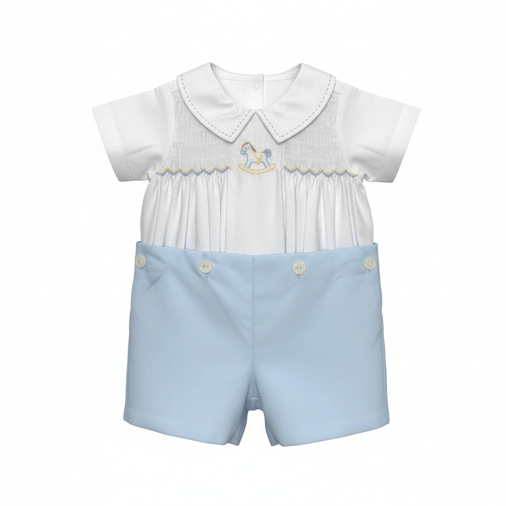 Baby Sen Blue Emerson Button On Suit Rocking Horse BOS338 5205