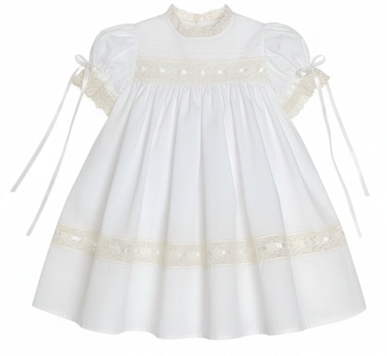 Treasured Memories White Dress W/Ecru Lace & Ribbon S2690 5210