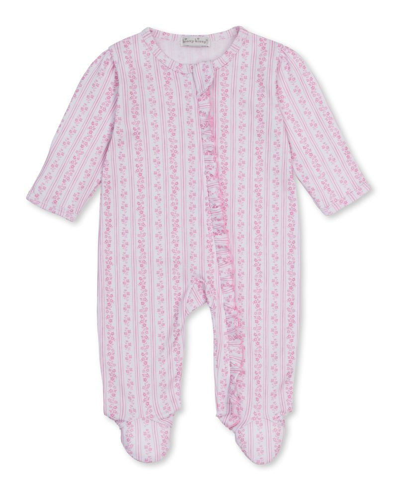 Kissy Kissy Watercolor Floral Stripes Footie W/Zip PRT 5306