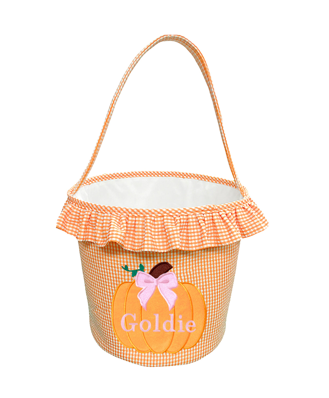 Bits & Bows Orange Gingham Pumpkin Tote 5209