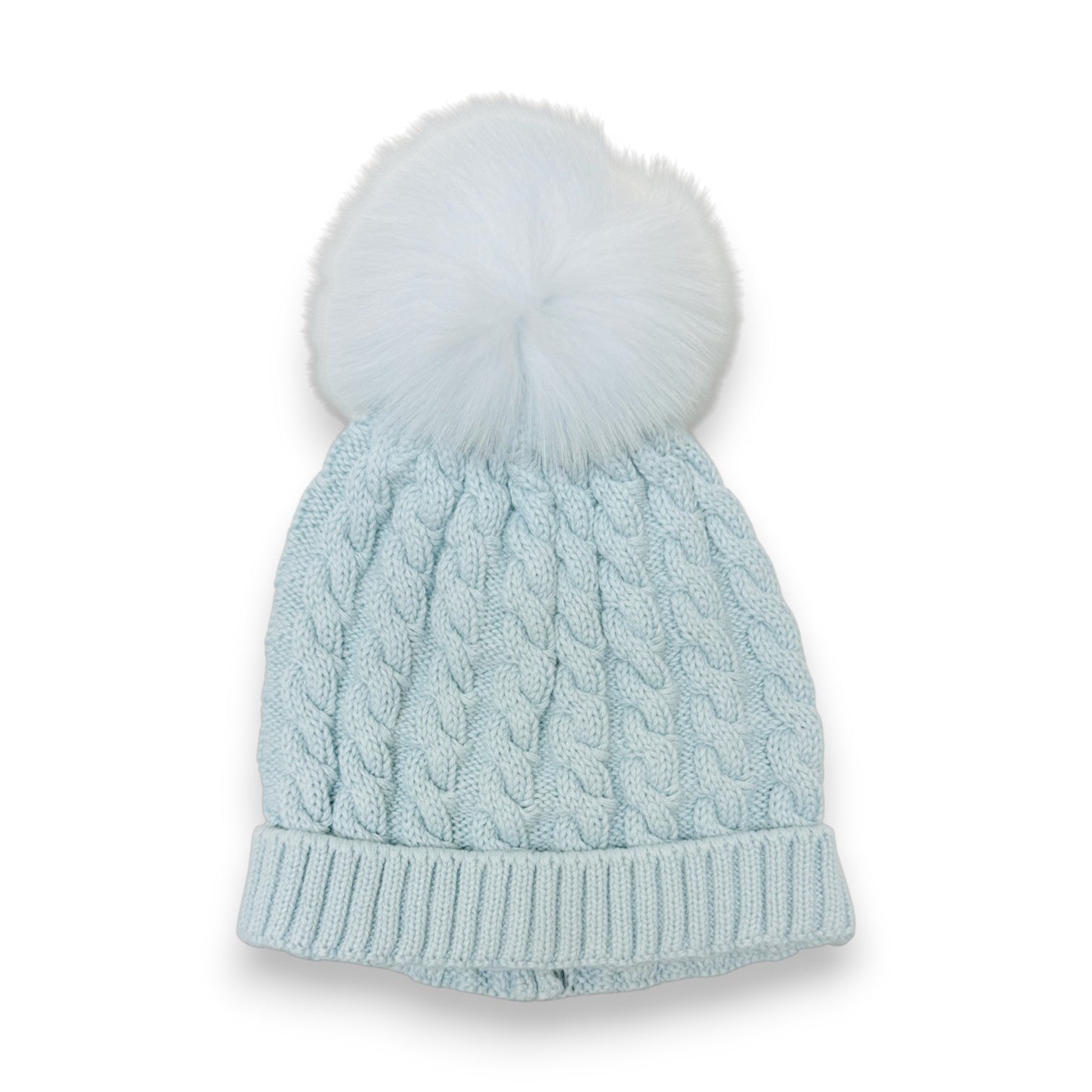 Mi Lucero Cable Toboggan Hat W/Pom Light Blue U26220 5308