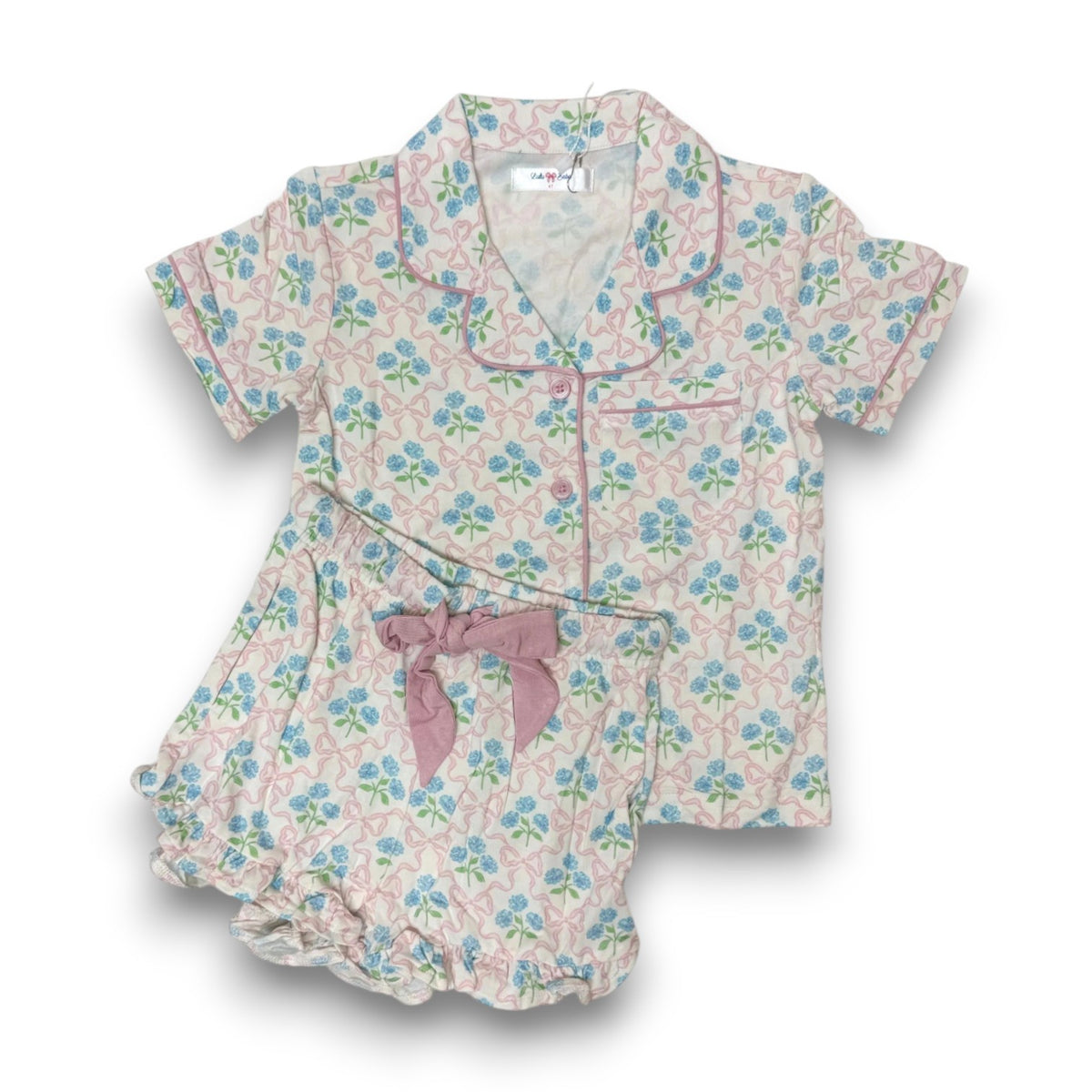 Lulu Bebe Flowers & Bows Button Down PJS ALEX-FLRLBOW 5309