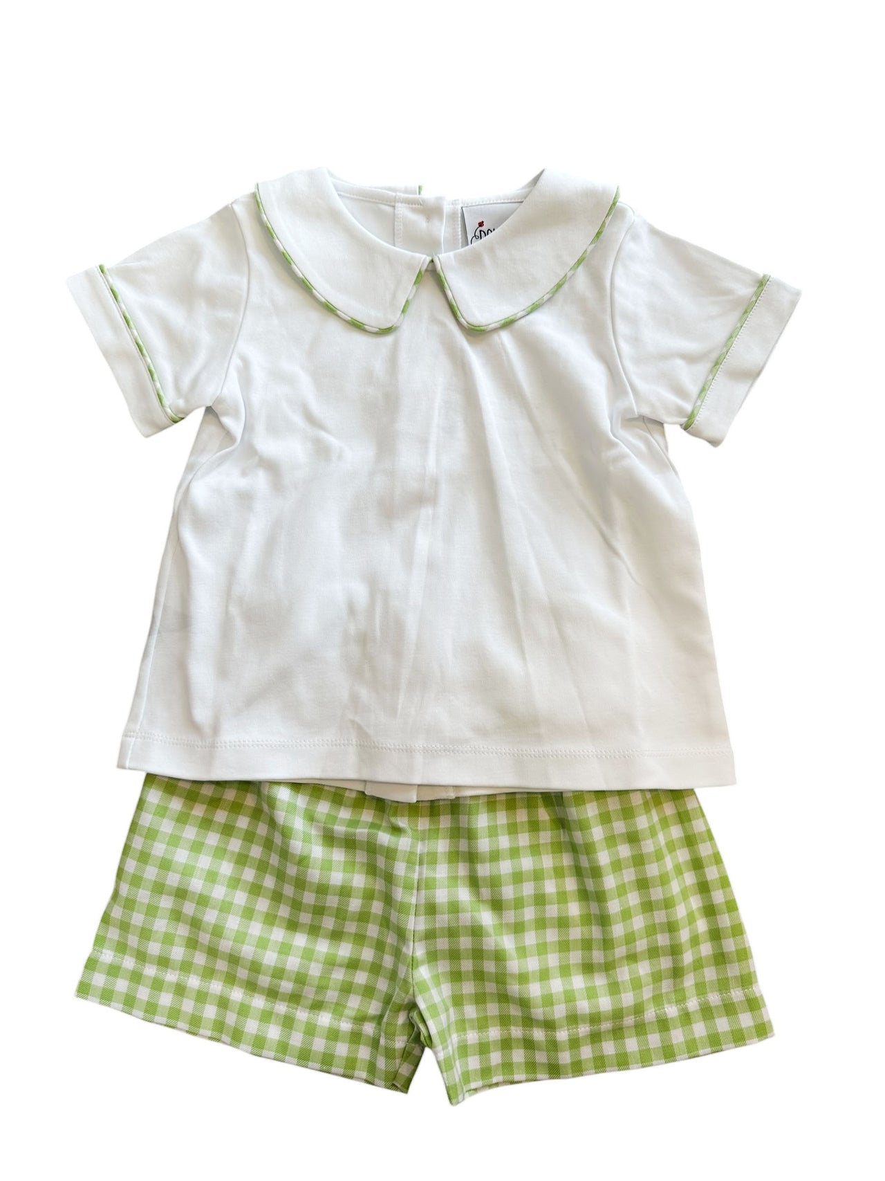 Delaney Boys Spring Green Check Short & White Knit Top Set DELS25-4A 5201