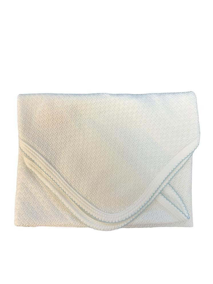 Paty White Knit Receiving/Swaddle Blanket w/ Picot Trim 107/107X/107P