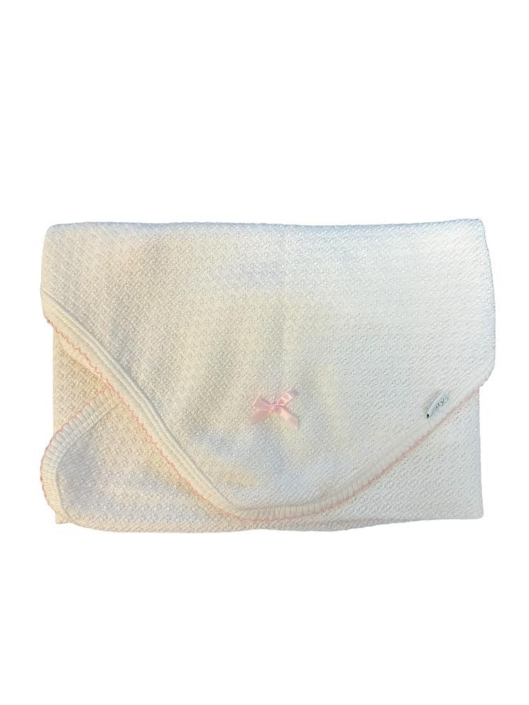 Paty White Knit Receiving/Swaddle Blanket w/ Picot Trim 107/107X/107P