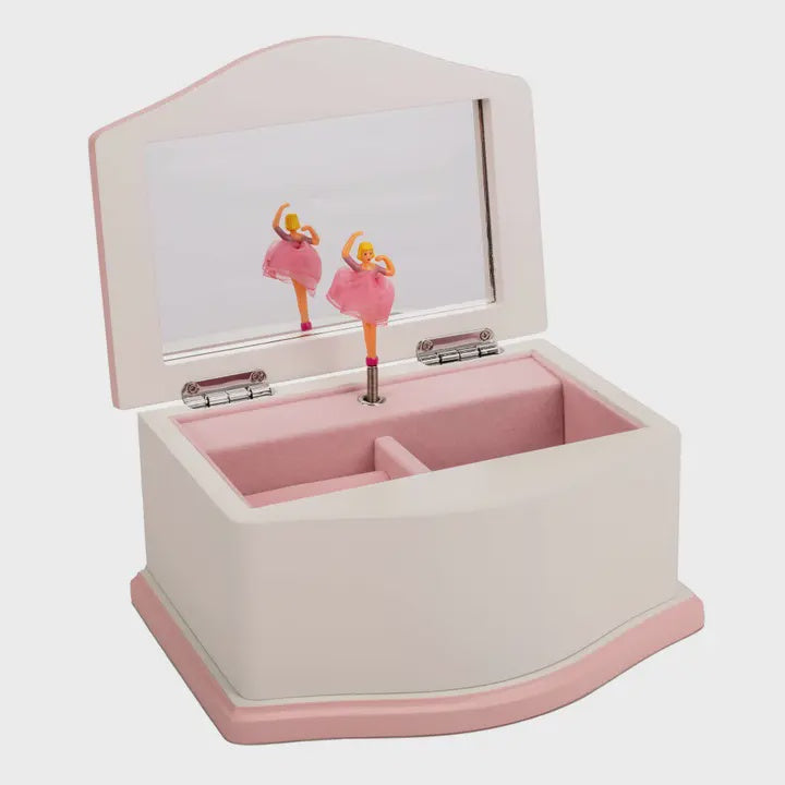 Magnolia White/Pink w/Ballerina 7.5x5.4 Musical Jewelry Box