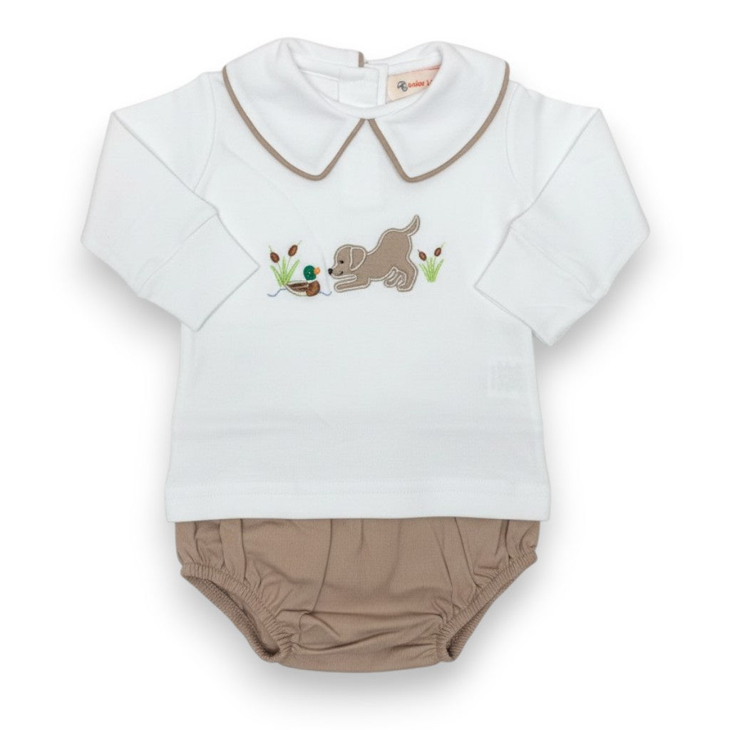 Luigi Boy L/S Top Lab W/Mallard & Corduroy Diaper Cover Sand KB042/BDC005 5309