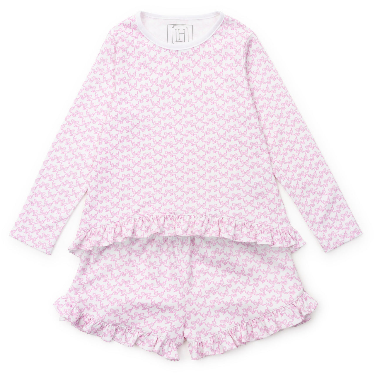 Lila  Hayes Rorie Girls' Short Set Pretty Pink Bows 5208