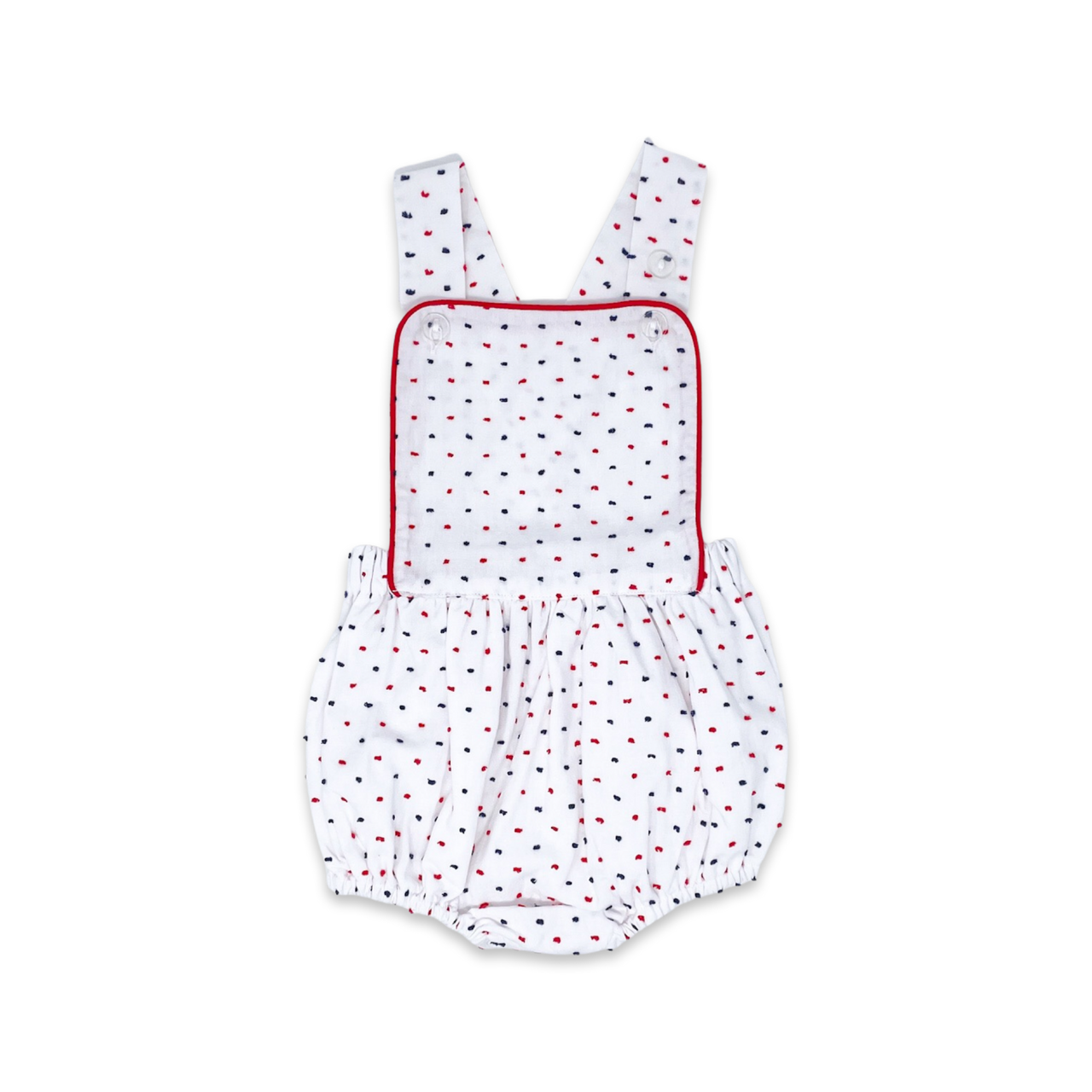 Lullaby Set Arthur Apron Navy and Red Swiss Dot 5103