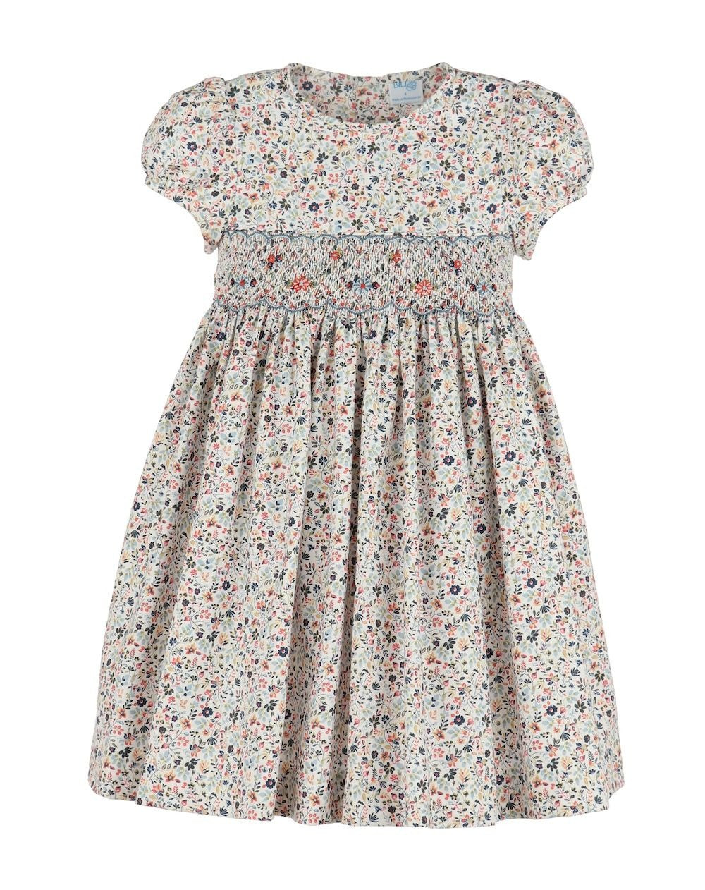 Luli & Me Majestic Floral Smock Dress Blue 8631 5109