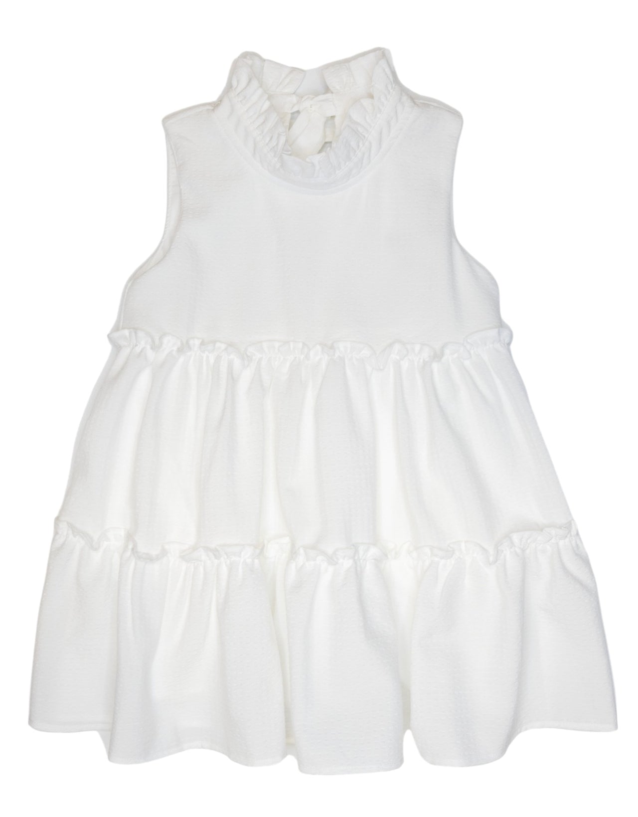 Lulu Bebe White Stripe Sleeveless Tier Dress White NATTY-WHT 5202