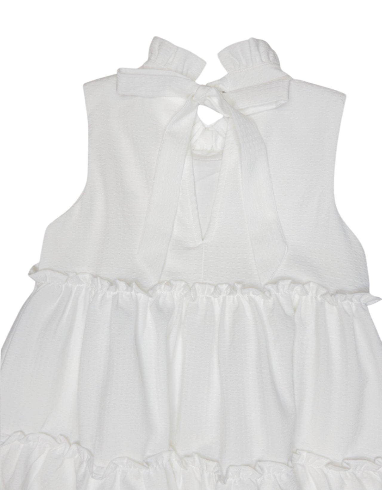 Lulu Bebe White Stripe Sleeveless Tier Dress White NATTY-WHT 5202