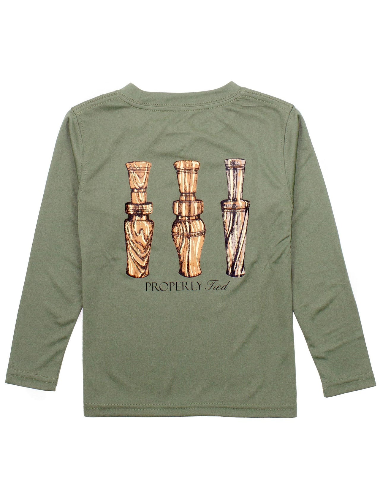 Properly Tied Performance Tee LS Duck Calls Olive 5209