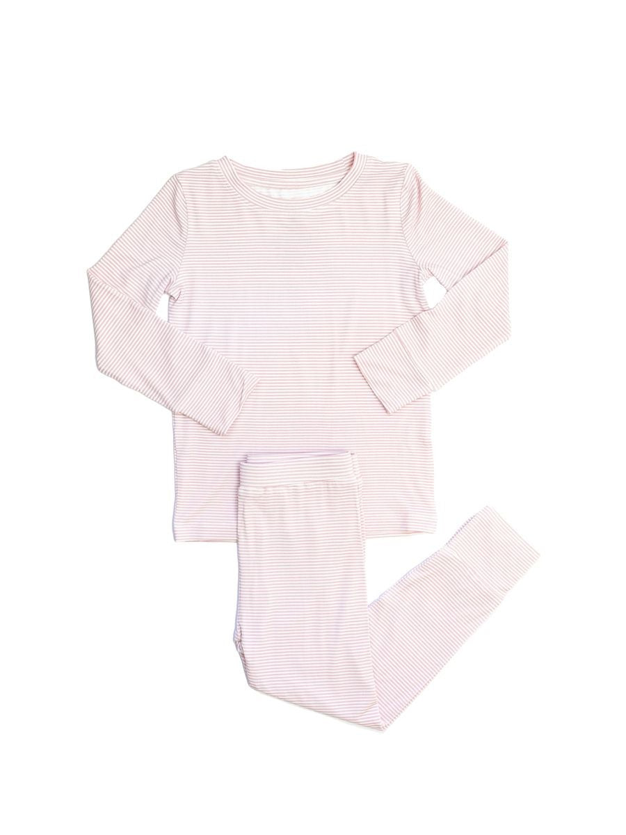 The Uptown Baby Mini Stripe 2 Piece Pajama Set Pink/White 5212