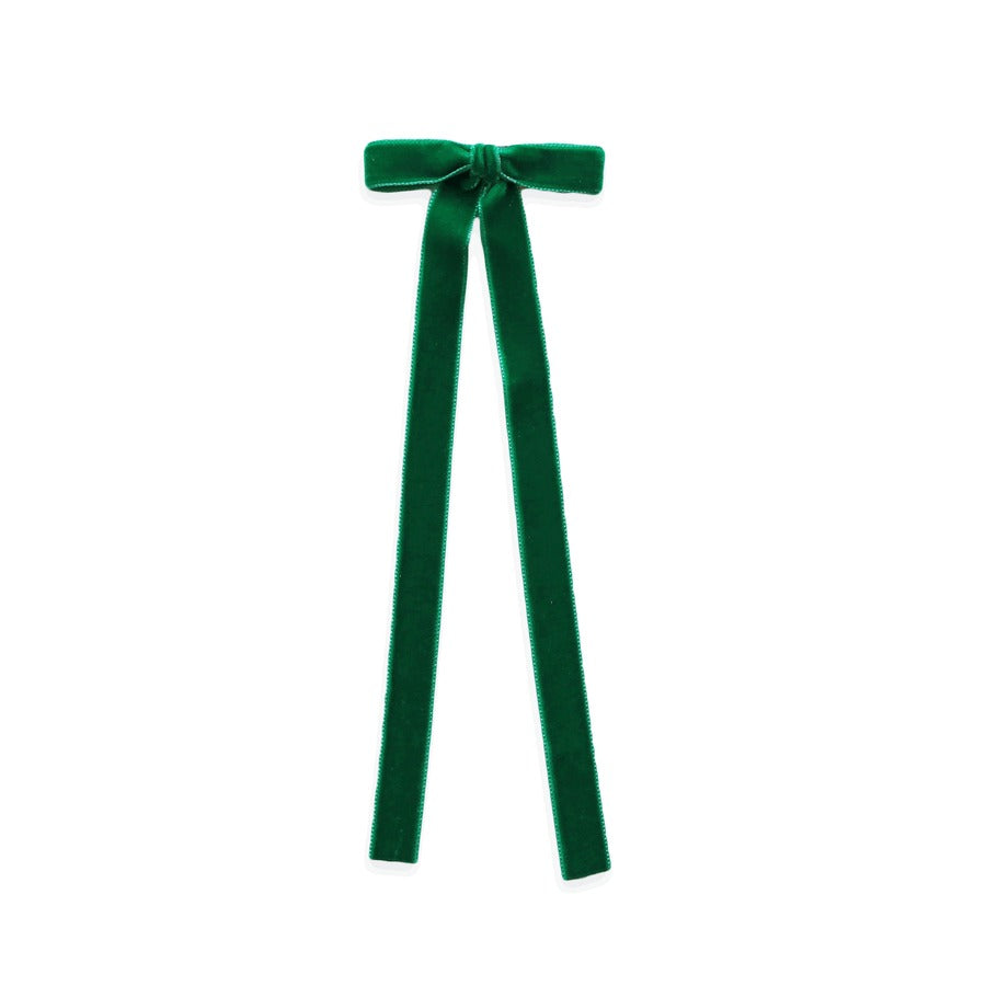 Eva's House Velvet Long Tail Bow Snap Clip 5207