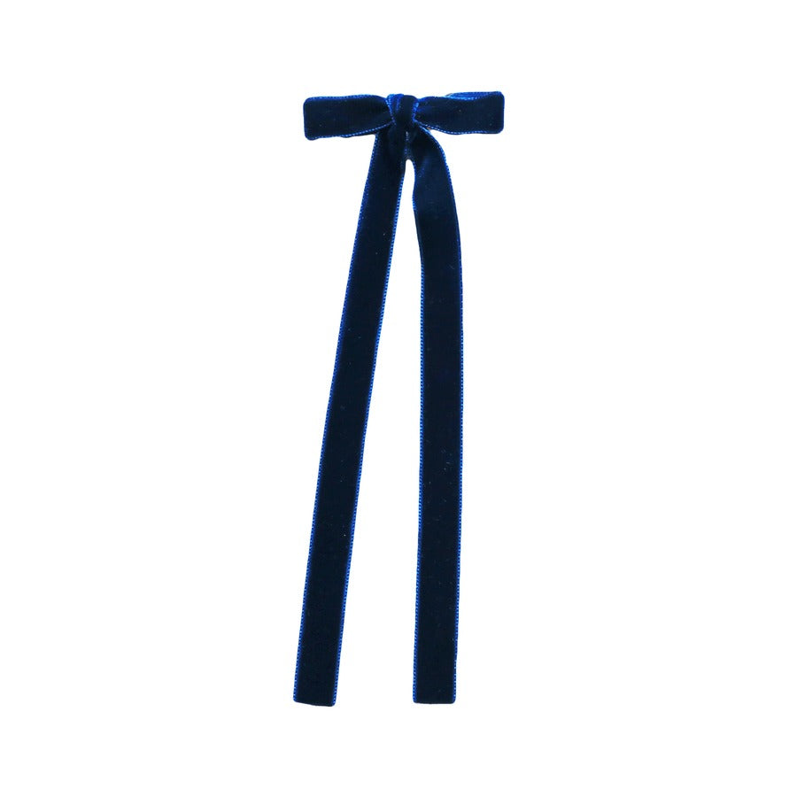 Eva's House Velvet Long Tail Bow Snap Clip 5207